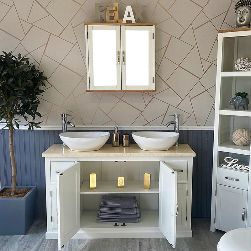 Arcuri 1231 mm Freestanding Double Vanity with Vessel Ceramic Basin