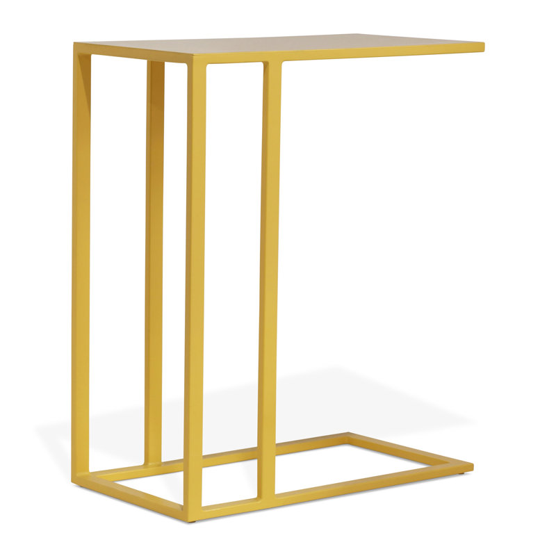 Salma Colourful Enamel End Table, Yellow Ochre