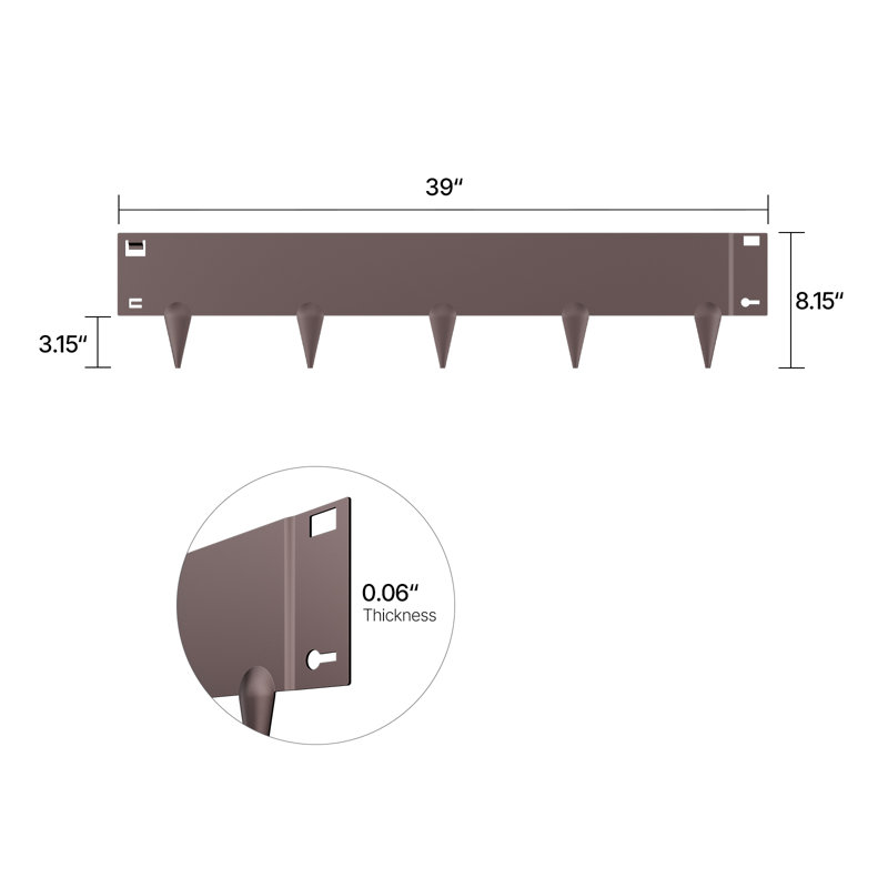 Bordure de bordure en acier antirouille 39 po, H 0,7 pi x l 3,25 pi, Brun