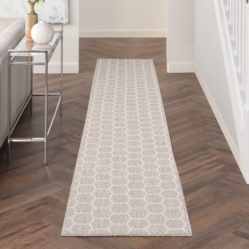 Tapis intérieur / extérieur géométrique Kowtko , Tapis de couloir 2 pi 2 po x 10 pi