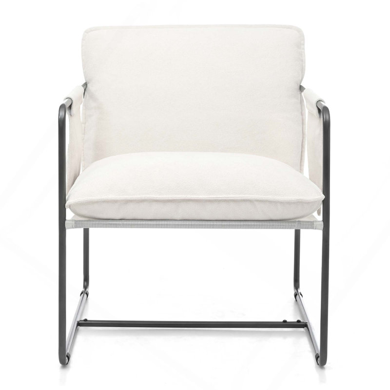 Fauteuils suspendus 2 pièces à structure en métal avec poches de rangement, Polyester blanc