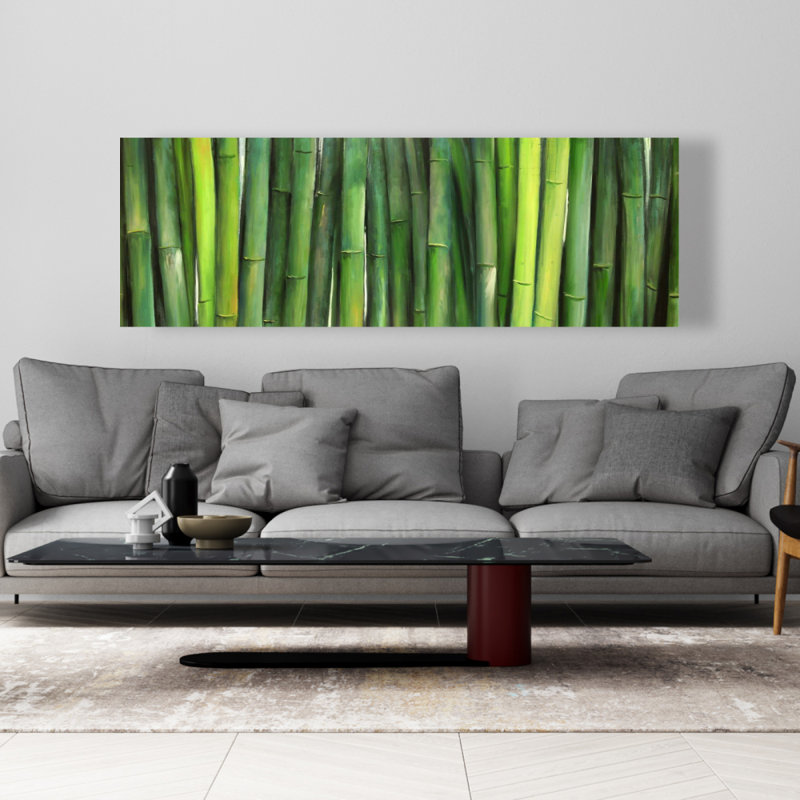 Green Bamboo - Botanical Bathroom Canvas for Home Decor