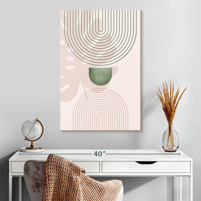 Avery rose vert Mid-Century botanique I, H 30 po x l 20 po