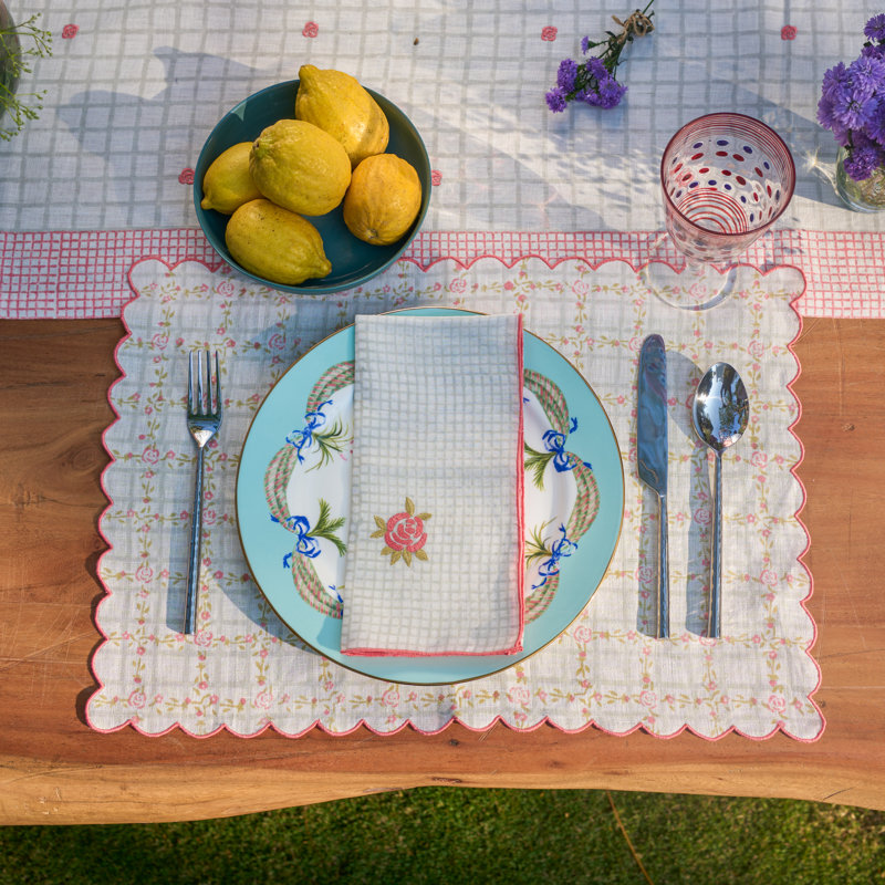 English Rose Table Placemat 14x20 Inch, Pink