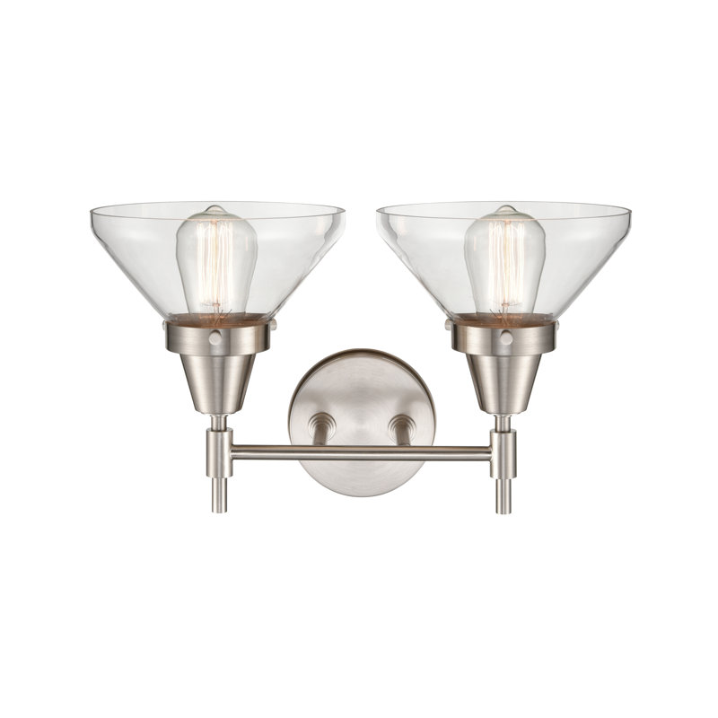 Éclairage de salle de bain à intensité variable 2 lumières Amede, Clair, Nickel satiné, Ampoule DEL 4 watts rétro