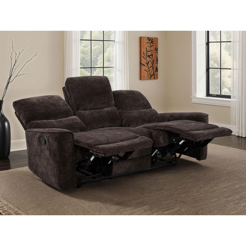 Navarro Chenille Upholstered Reclining Sofa Dark Brown, Brown