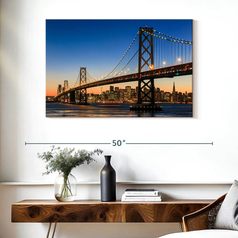 Lilie Bay Bridge Sunset Lights, 26" H x 39" W