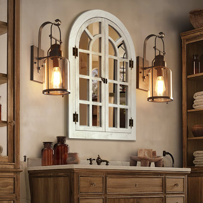 Miroir mural de fenêtre en bois Farmhouse