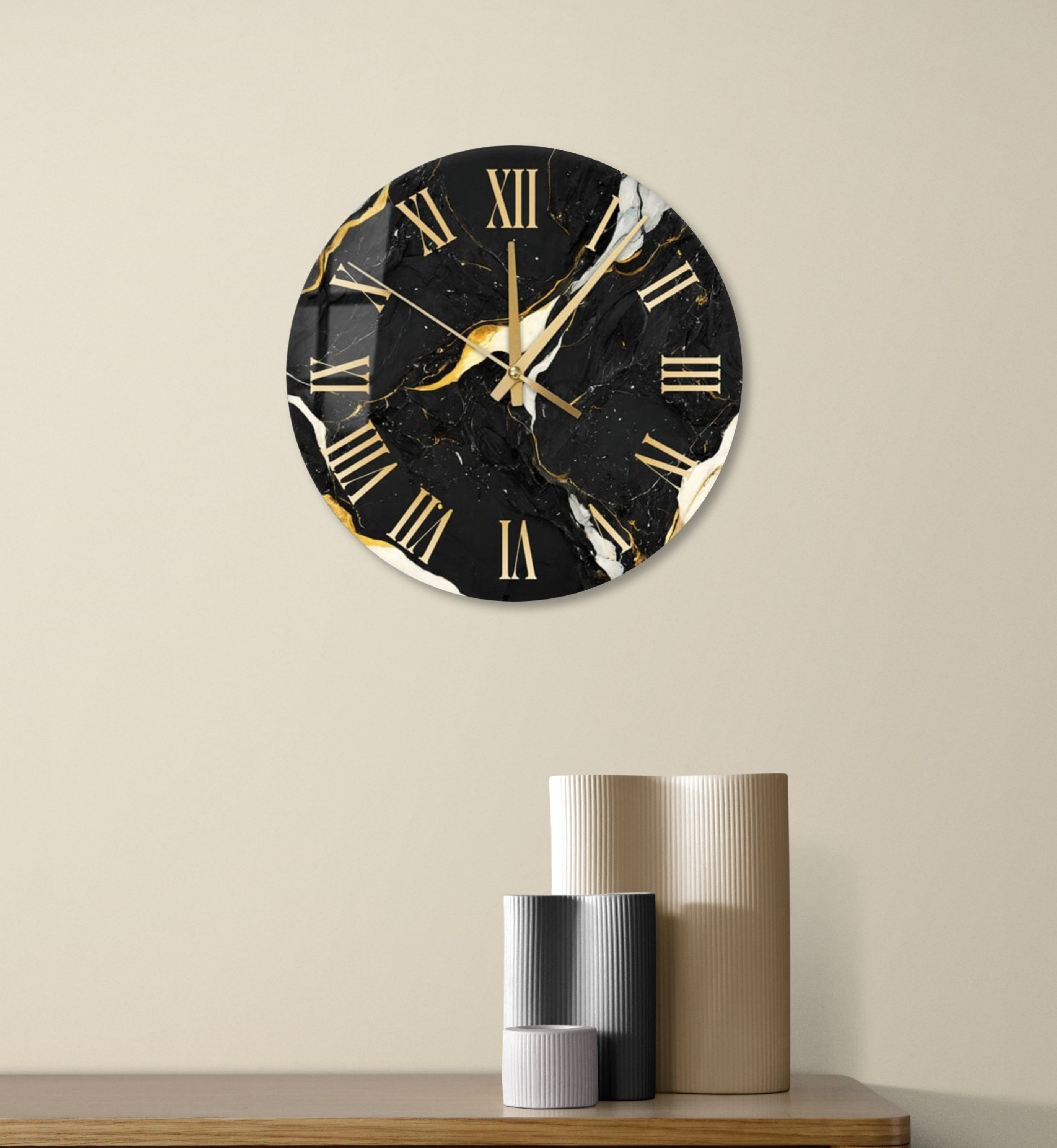 East Urban Home Tempered Glass Abstract Wall Clock Wall Art Decor with ...