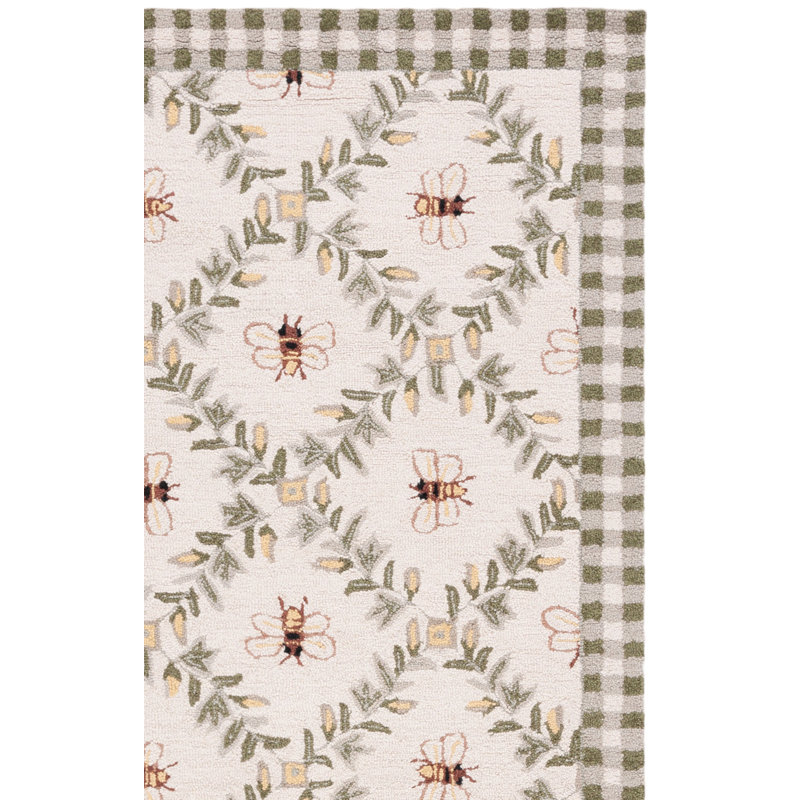 Tapis floral en laine fait à la main Elara, Carré 8 pi