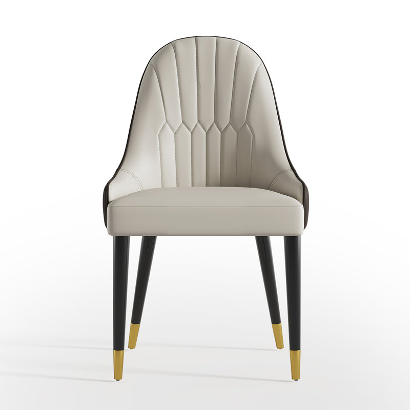 Chaise d'appoint rembourrée en similicuir Frania, Brun foncé / Beige, 8