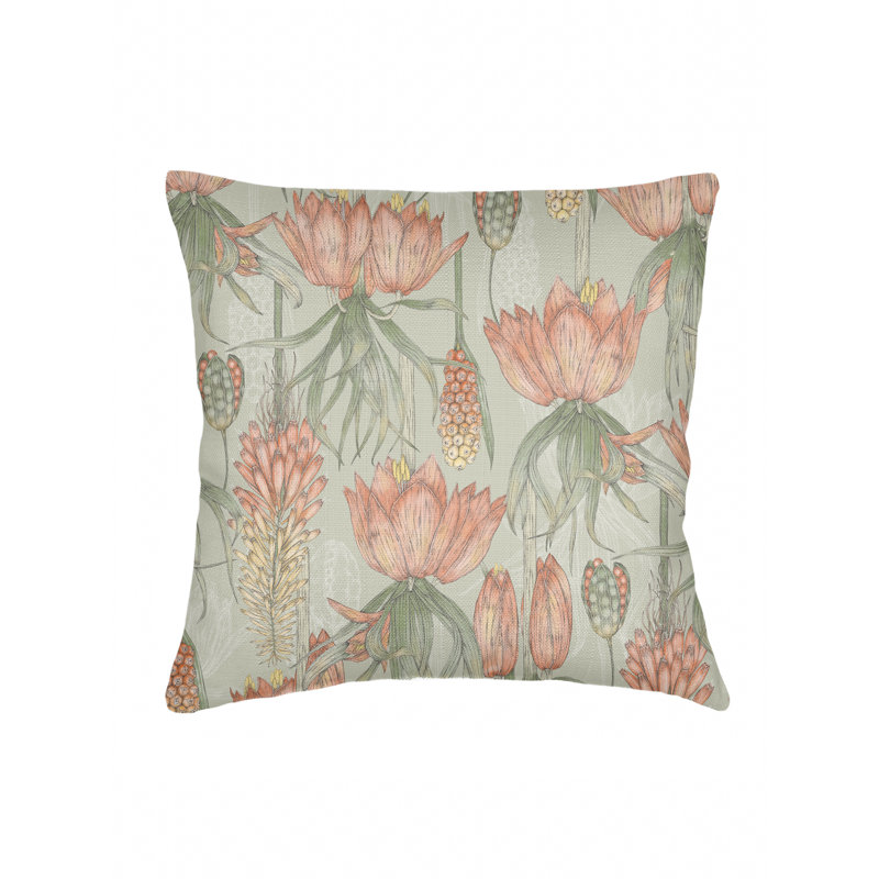 Oreiller en lin 26 po x 26 po Sage Green Island Orchard, Vert, Square 26", Mélange de duvet