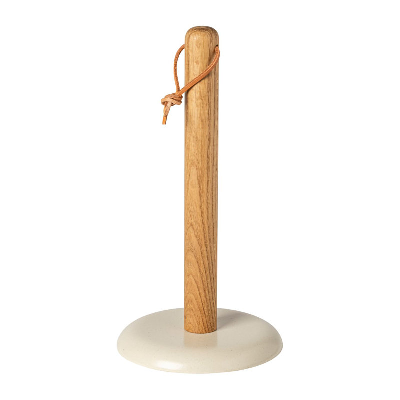 Pacifica Stoneware/Wood Free-Standing Paper Towel Holder, Tan