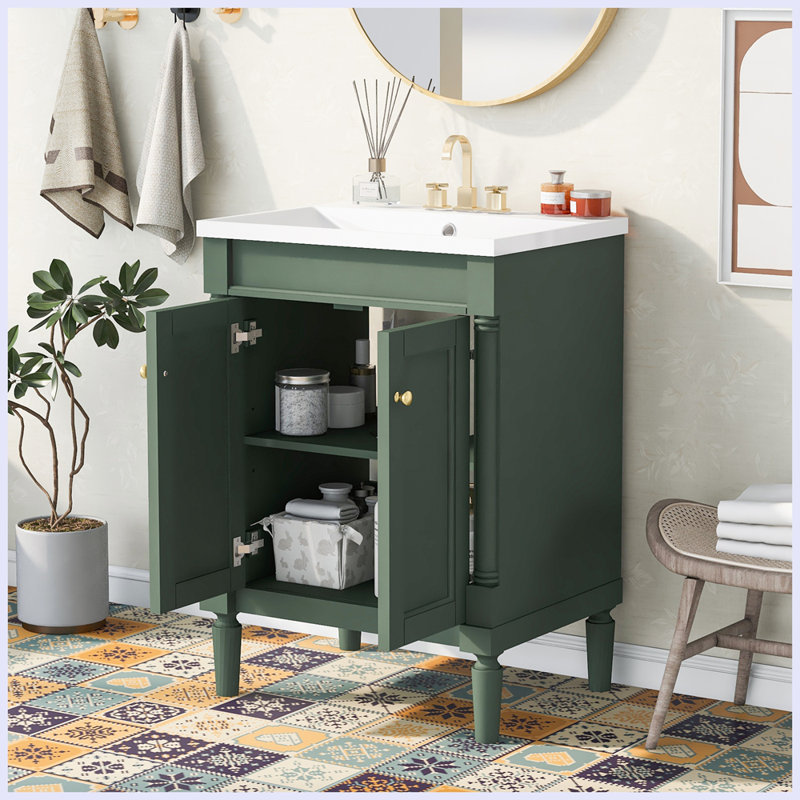 Meuble-lavabo moderne avec lavabo supérieur, Vert
