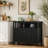 Modern Black Sideboard Cabinet, 2-Door Coffee Bar Buffet with Adjustable Shelves, Storage Cabinet for Kitchen & Living Room
