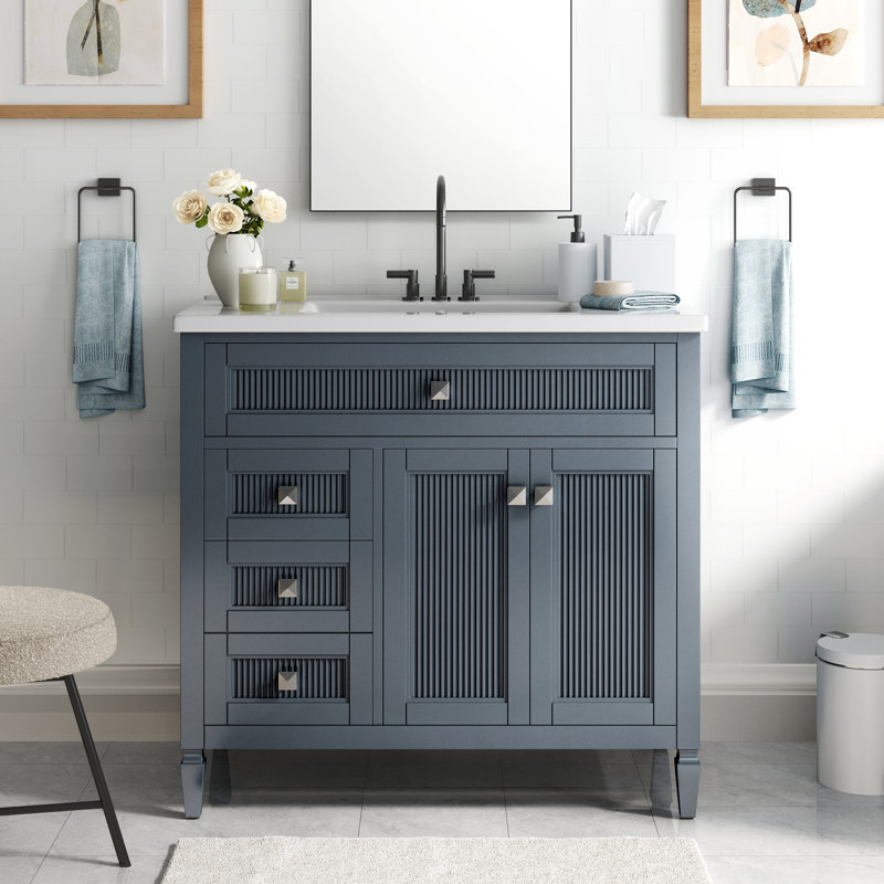 Meuble-lavabo 36 po, Bleu gris anthracite