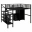 Lit mezzanine en métal avec table et garde-robe