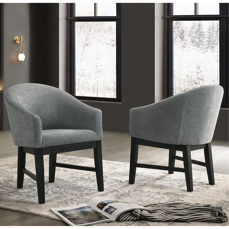 Ensemble de 2 chaises de salle à manger en tissu Barrel