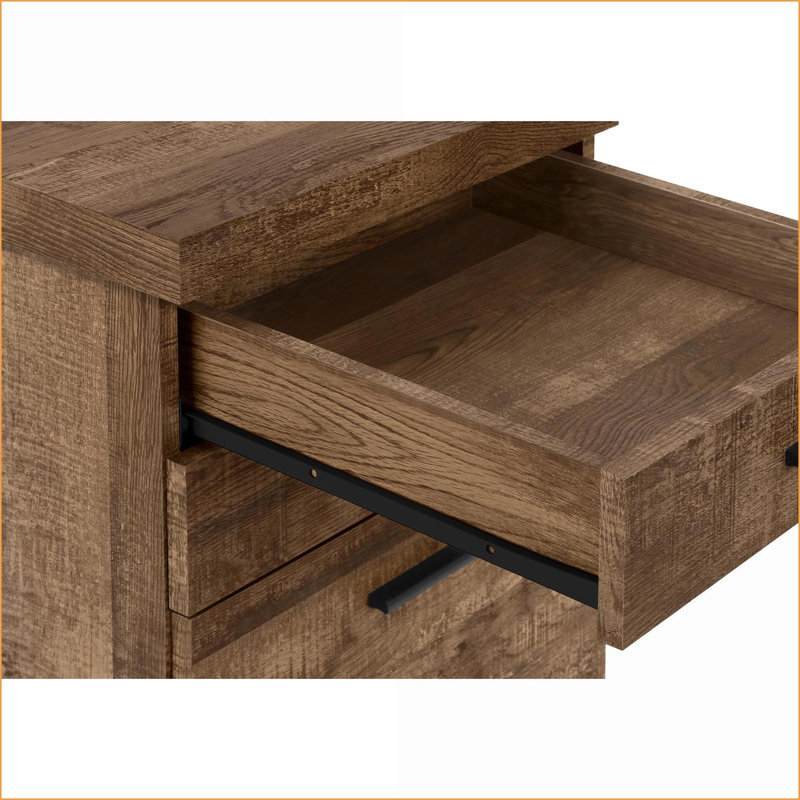 File Cabinets, Rolling Mobile 3 Drawer Printer Stand, Contemporary Walnut Brown | Particle Board | Brown, Brown