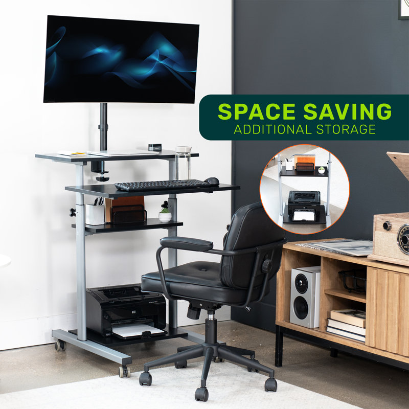 Techorbits Mobile Computer Workstation With Monitor Mount
