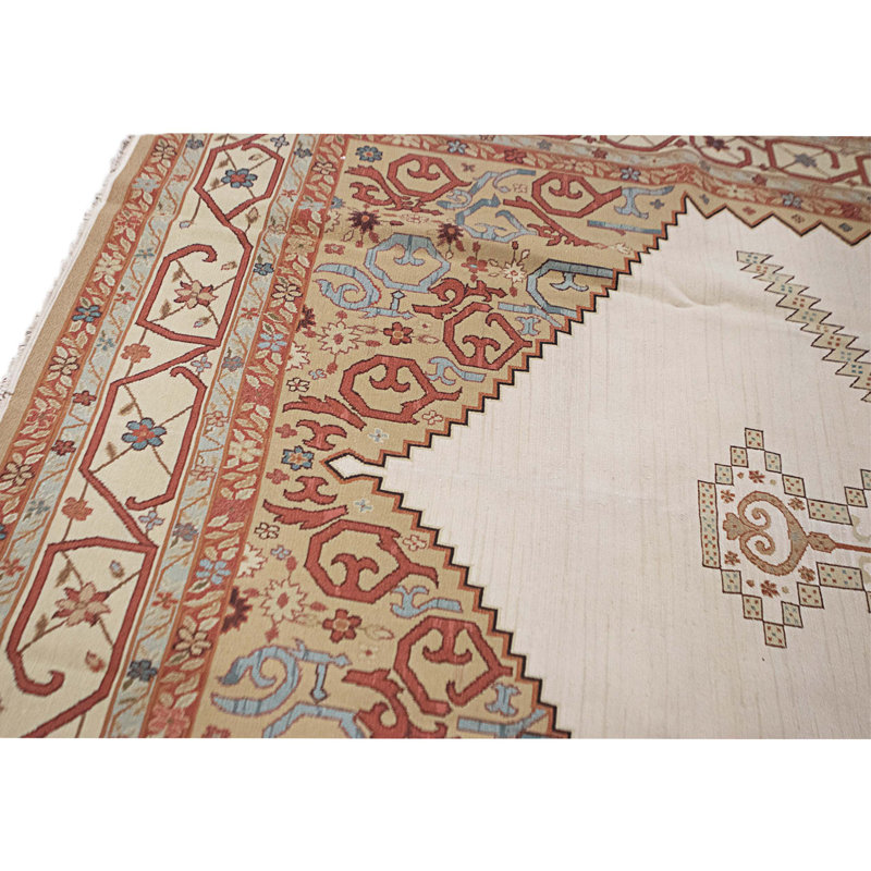 Tapis ivoire et doré de haute qualité noué à la main