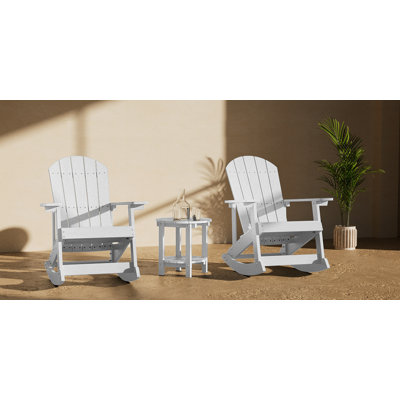 Dereck Resin Rocking Adirondack Chair with Table