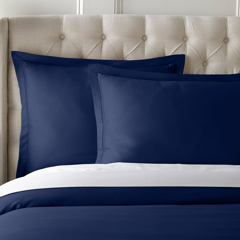 Yalda Egyptian Certified Cotton Modern 3 Piece Duvet Cover Set, Midnight, King Duvet Cover + 2 King Sham