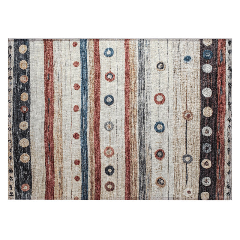 Machine Washable Indoor/Outdoor Xhevrie Beige Rug, Rectangle 1'8" x 2'6"