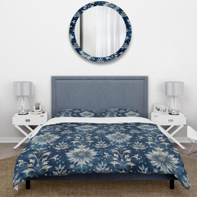 Ensemble de housse de couette traditionnel bleu floral Royal Stardust