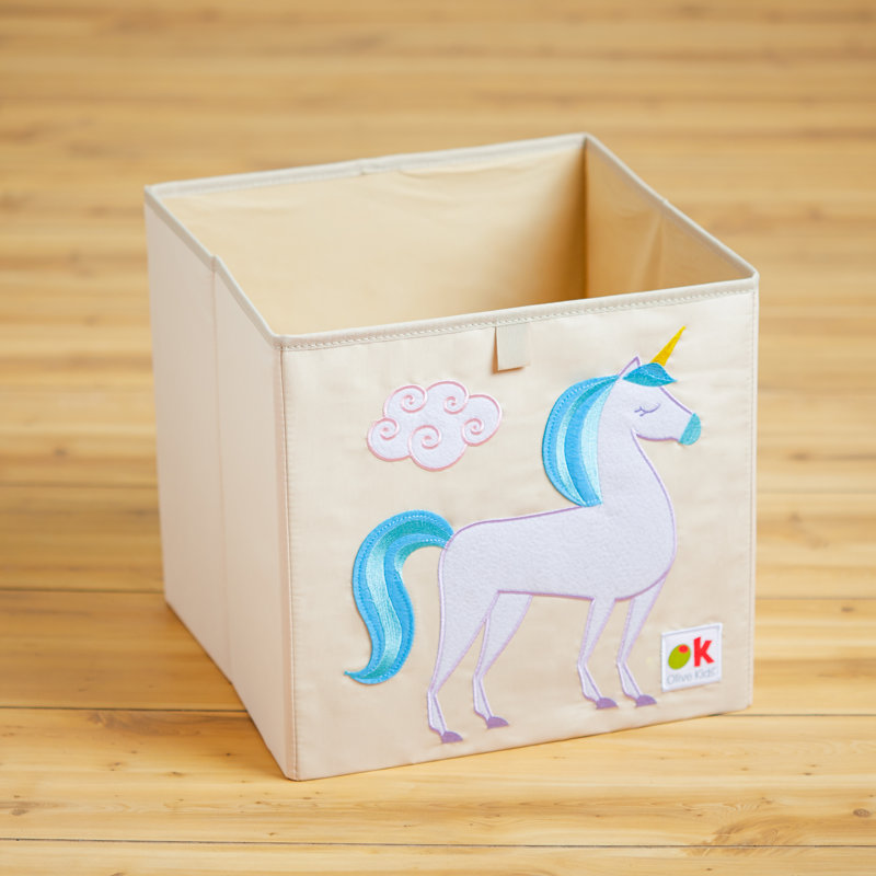 Wildkin Kids 13" Storage Cube – Durable Organizer for Toys, Books, & Art Supplies - Unicorn