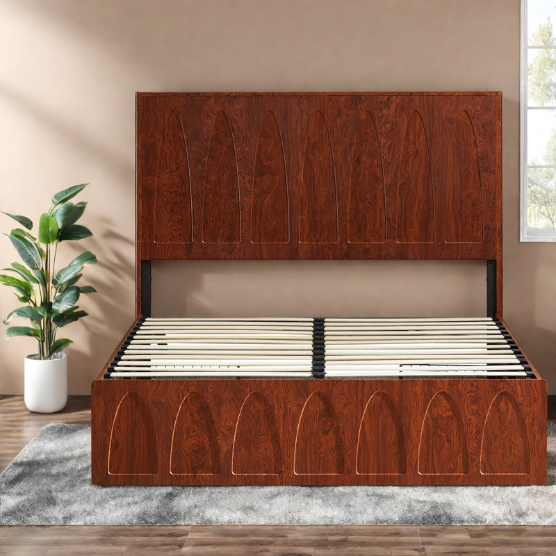 Lits avec rangement, structure en bois aggloméré grand lit, chambre à coucher de style campagne moderne