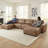 Upholstered Leather 6-piece U Sectional Reversible Chaise Ottomans-1512920497