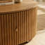 Table basse cylindrique ronde à roulettes avec roulettes et deux tiroirs de rangement cachés