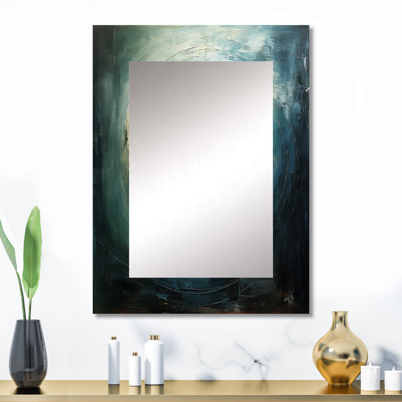 Stromy abstract vortex - Abstract Spirals Large Mirror, Yellow Unique Wall Mirror Decor, Printed Metal Art, 32" x 24"