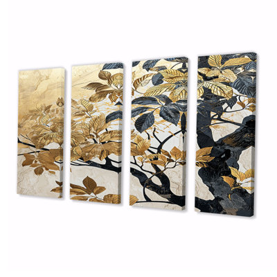 Ensemble de 4 pièces d'art mural Kessel - Feuilles