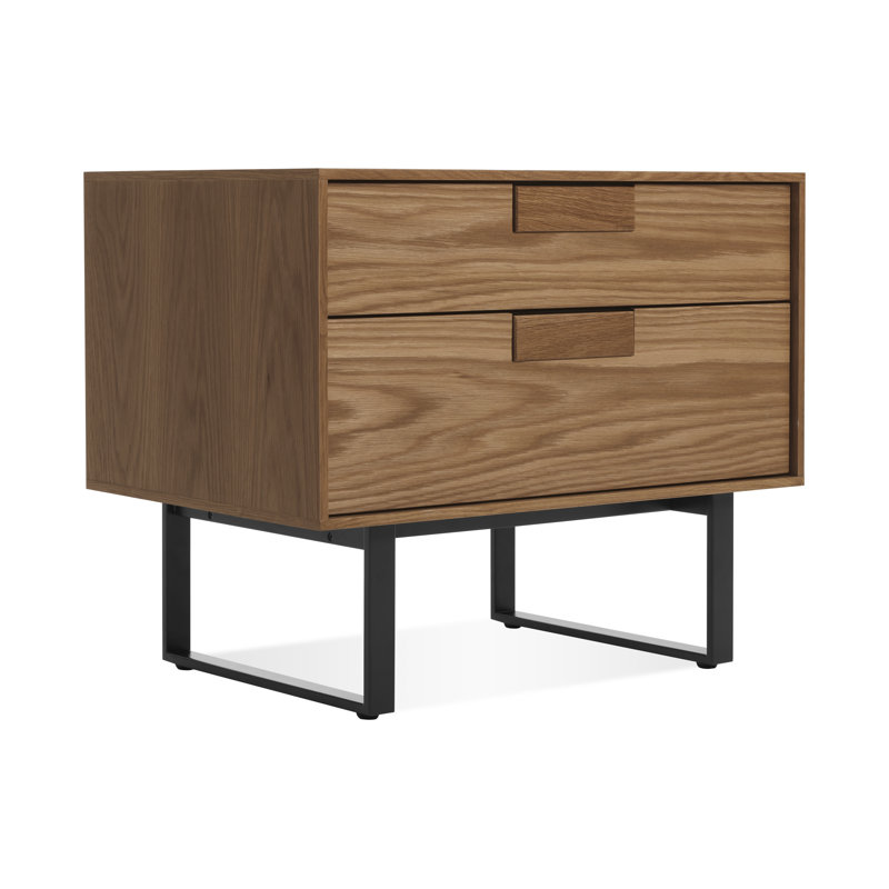 Series 11 2 - Drawer Nightstand, Black/Walnut