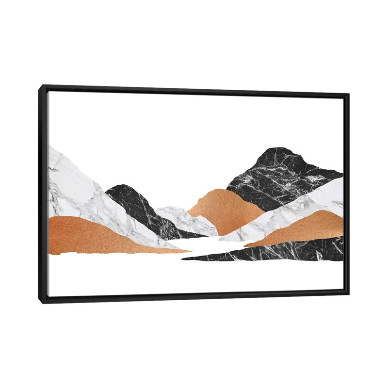 «Marble Landscape II», impression sur toile, H 18 po x l 26 po x P 1,5 po, Toile avec cadre noir, Pas de tapis