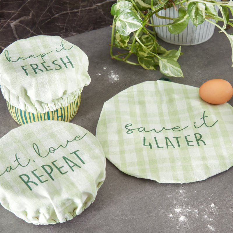 Design Imports 3 - Piece Fabric Cover Set, Green
