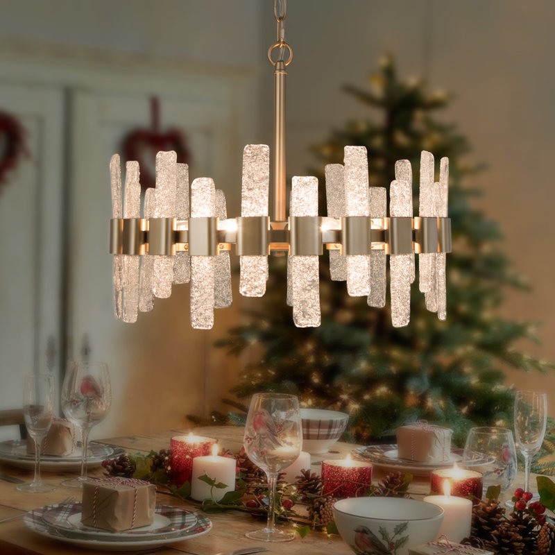 Elie 6 - Light Drum Chandelier with Crystal Accents, Matte Rose Gold