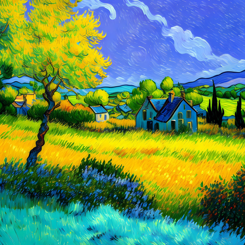 Countryside Farmhouse, 48" H x 48" W