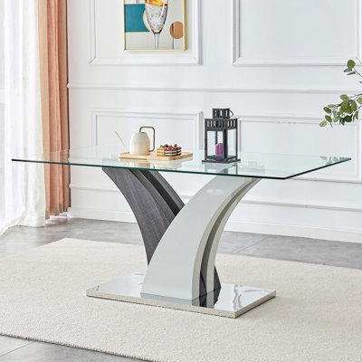 Table à manger moderne, comptoir en verre trempé