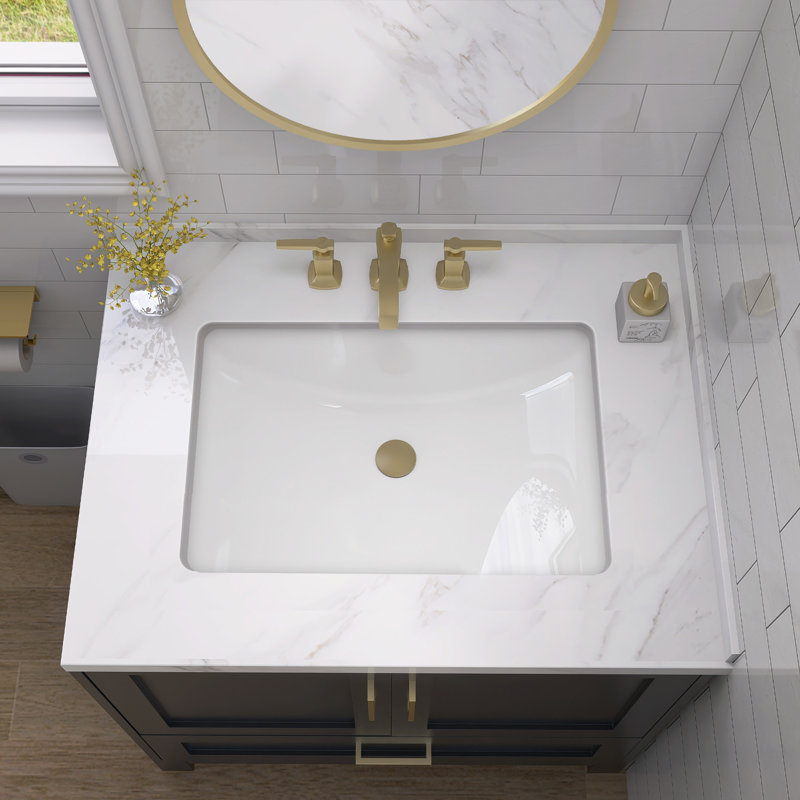 20 In. L Rectangular Bathroom Sink In White Ceramic Undermount Vessel Sink With Overflow Undercounter Single Basin