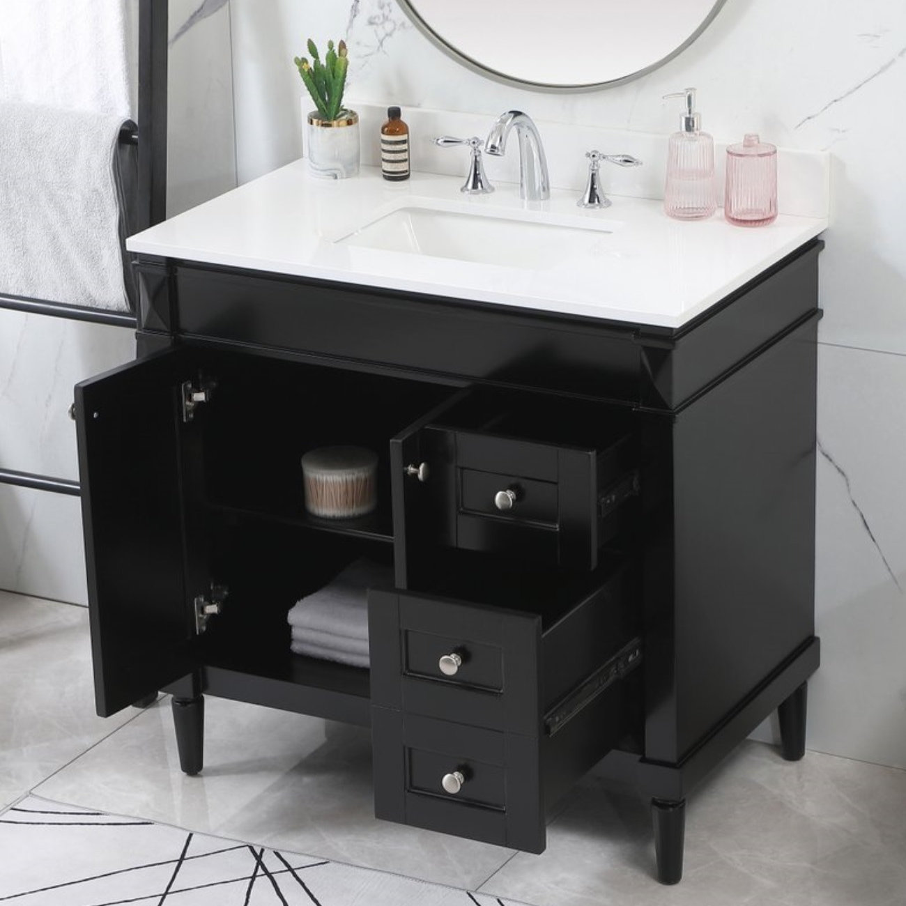 Readington Single Bathroom Vanity, Black, 36"