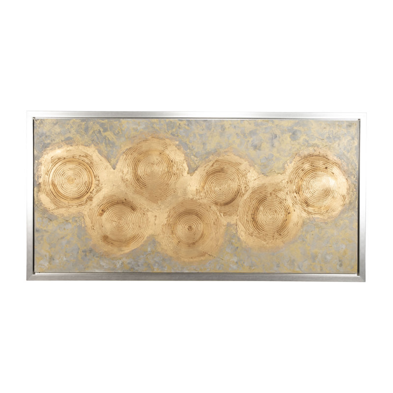 Golden Foil Rings Framed On Canvas Painting