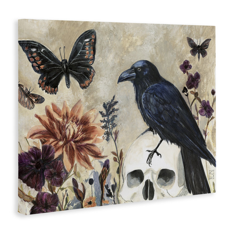 Toile d'Halloween avec corbeaux et papillons, design par Sara Culpepper, H 36 po x l 48 po