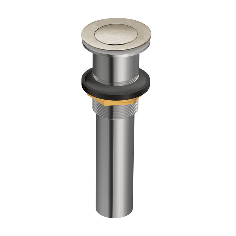 Drain escamotable de lavabo de salle de bain 2,75 po avec trop-plein, Nickel brossé