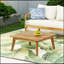 Table basse en bois d'acacia CROWNE avec conception à lattes ouvertes durable, parfaite pour une utilisation intérieure et extérieure