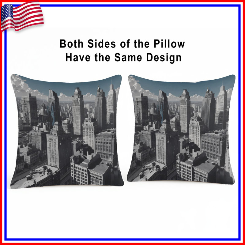 Coussins New York City Skyline, 16 x 16 pouces