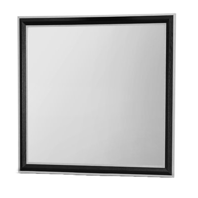 Large Scale Black Mirror - Grey, Stable Solid Wood + Grey With Trim And 41.19 In. Depth, 39.65 Height