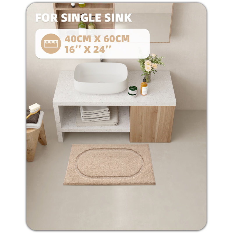 Tapis pour salle de bain Wesleigh, Beige, L 16 po x L 24 po
